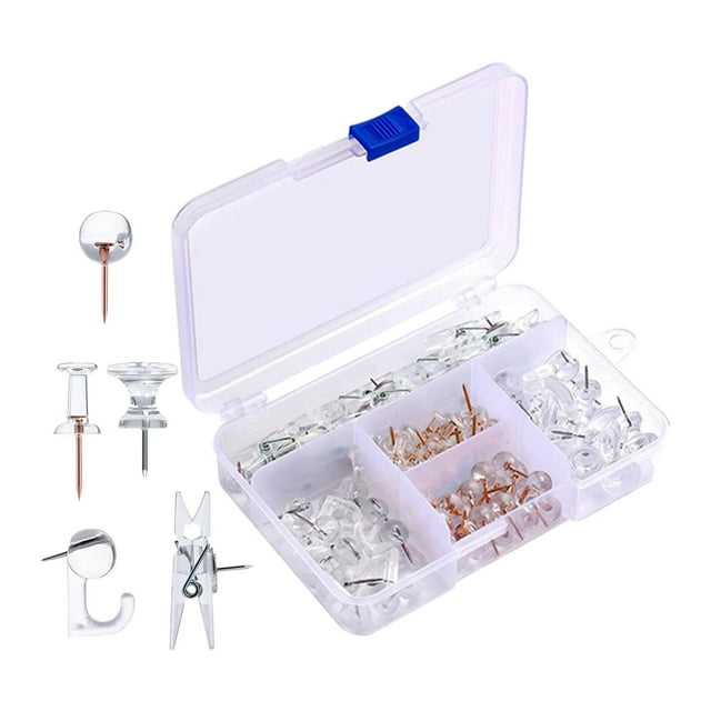 GUOOL Hooks Clips Thumb Tacks Large pushpins office Clear