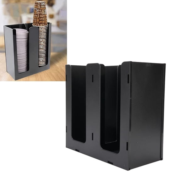 YAHHU Acrylic Paper Cup Dispenser – 2‑Compartment Coffee & Tea Holder, Durable, Easy Assembly