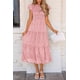 thumbnail image 5 of Vestido midi PRETTYGARDEN para mujer, floral, verano 2025, rosa, 5 of 9