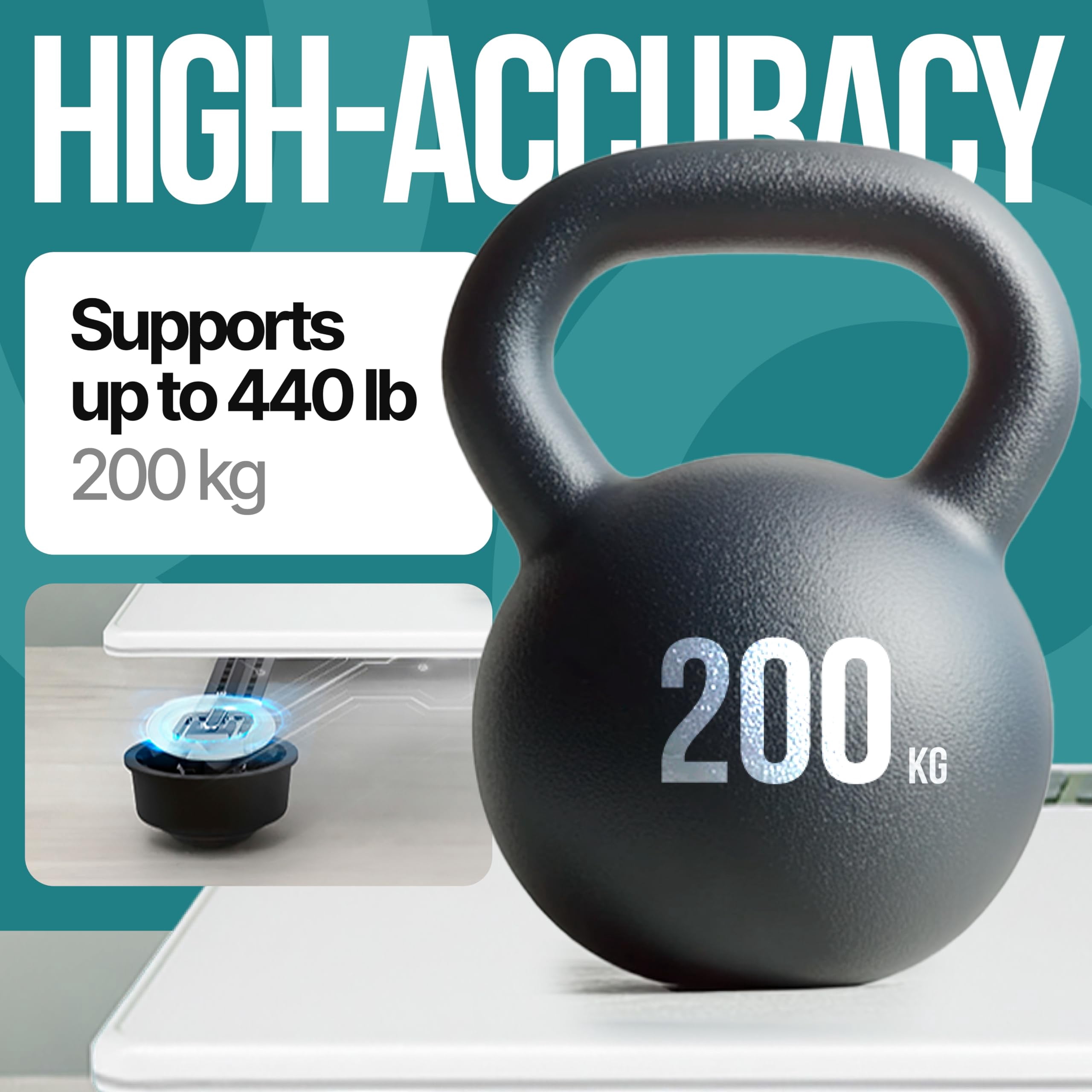Bathroom Scale for Body Weight with XL Platform 12-inch 30cm Accurate High Capacity 440lb/200kg, Batteries Included