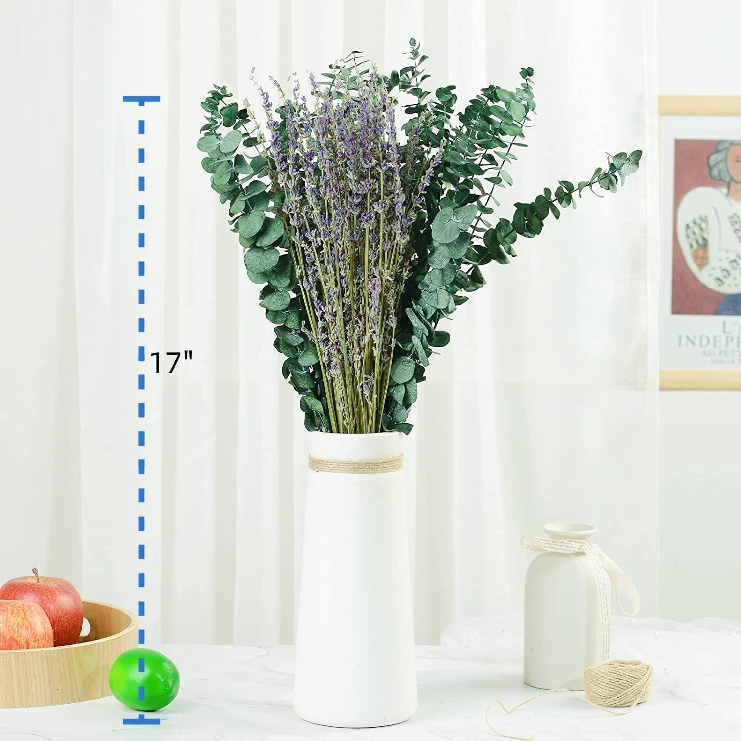 Eucalyptus for Shower 115 Pcs Hanging Dried Eucalyptus Stems & Lavender Flowers Bundle 17" Real Eucalyptus Bundle for Wedding Decor Home Decor DIY