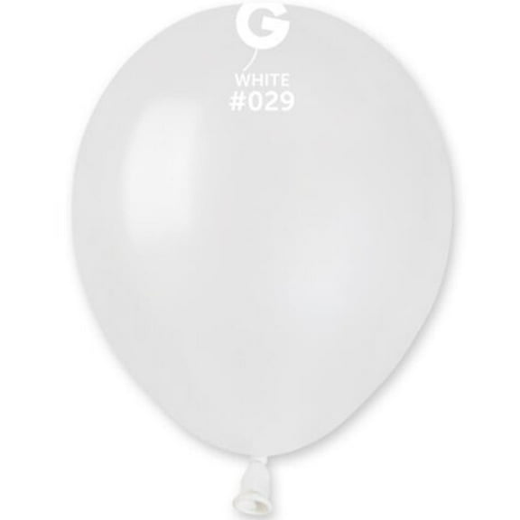 Gemar - 5 Metallic White Latex Balloons #029 (50pcs)