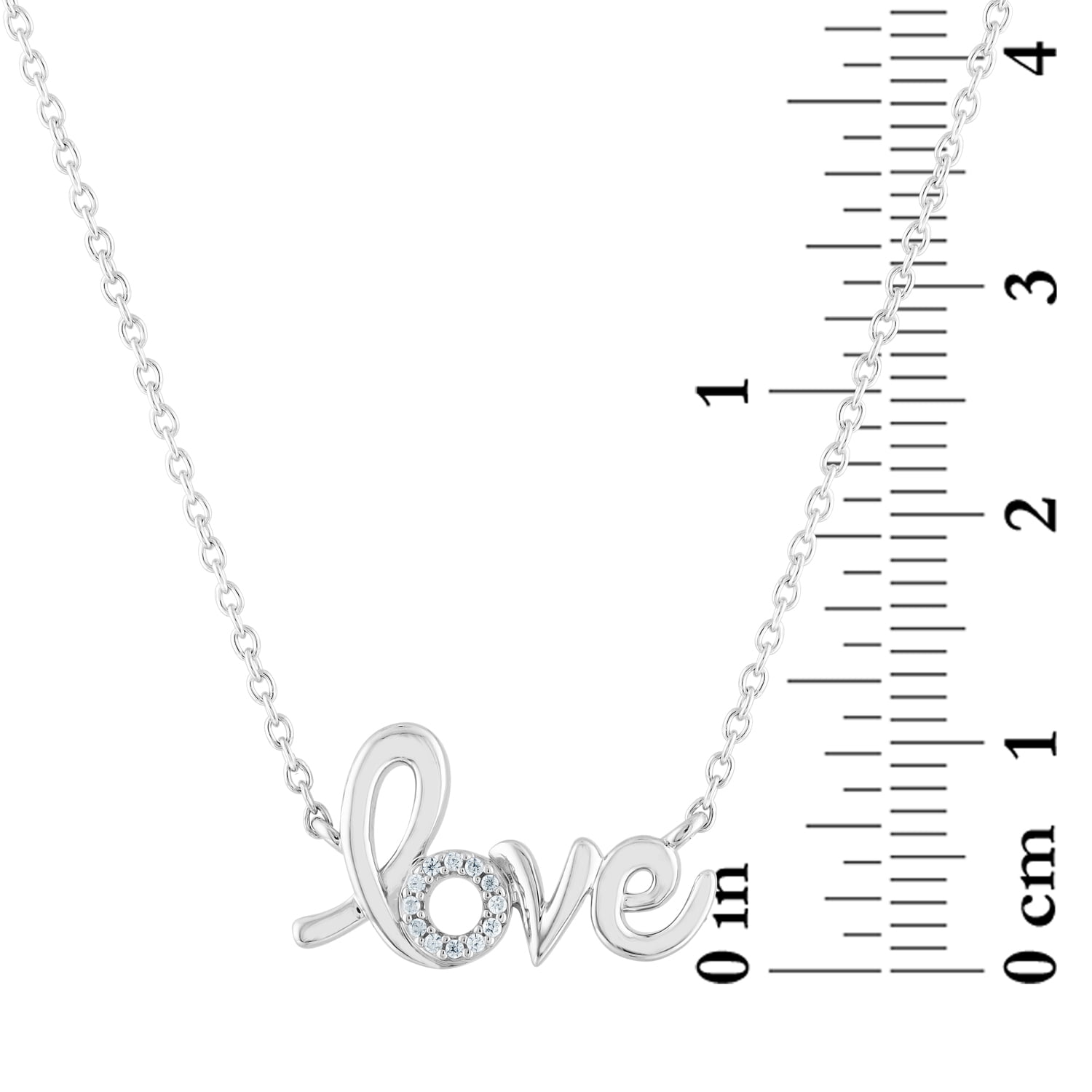 Sterling Silver and Genuine Diamond Accent Love Necklace