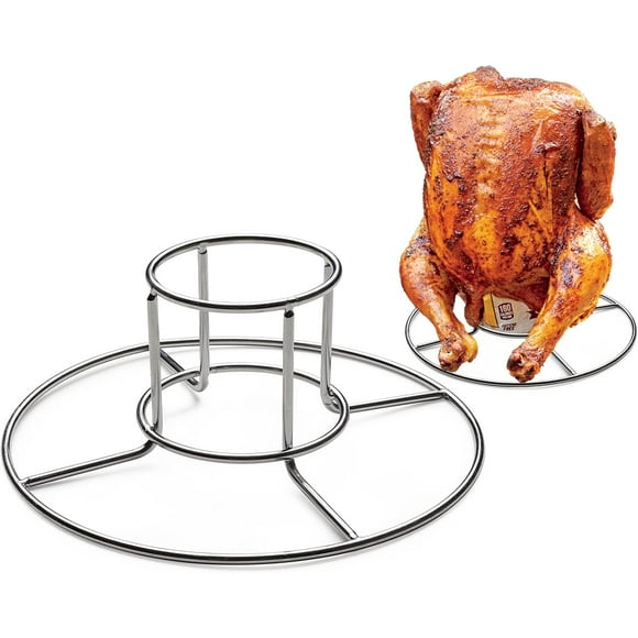 SHIQI-Beer Can Chicken Stand, Vertical Roaster Chicken Stand, Green Egg & Joe Classic Smoker Accessories - Chicken Throne for The Smoker Grill and Oven Barbecue, Stainless Steel BBQ Accessories