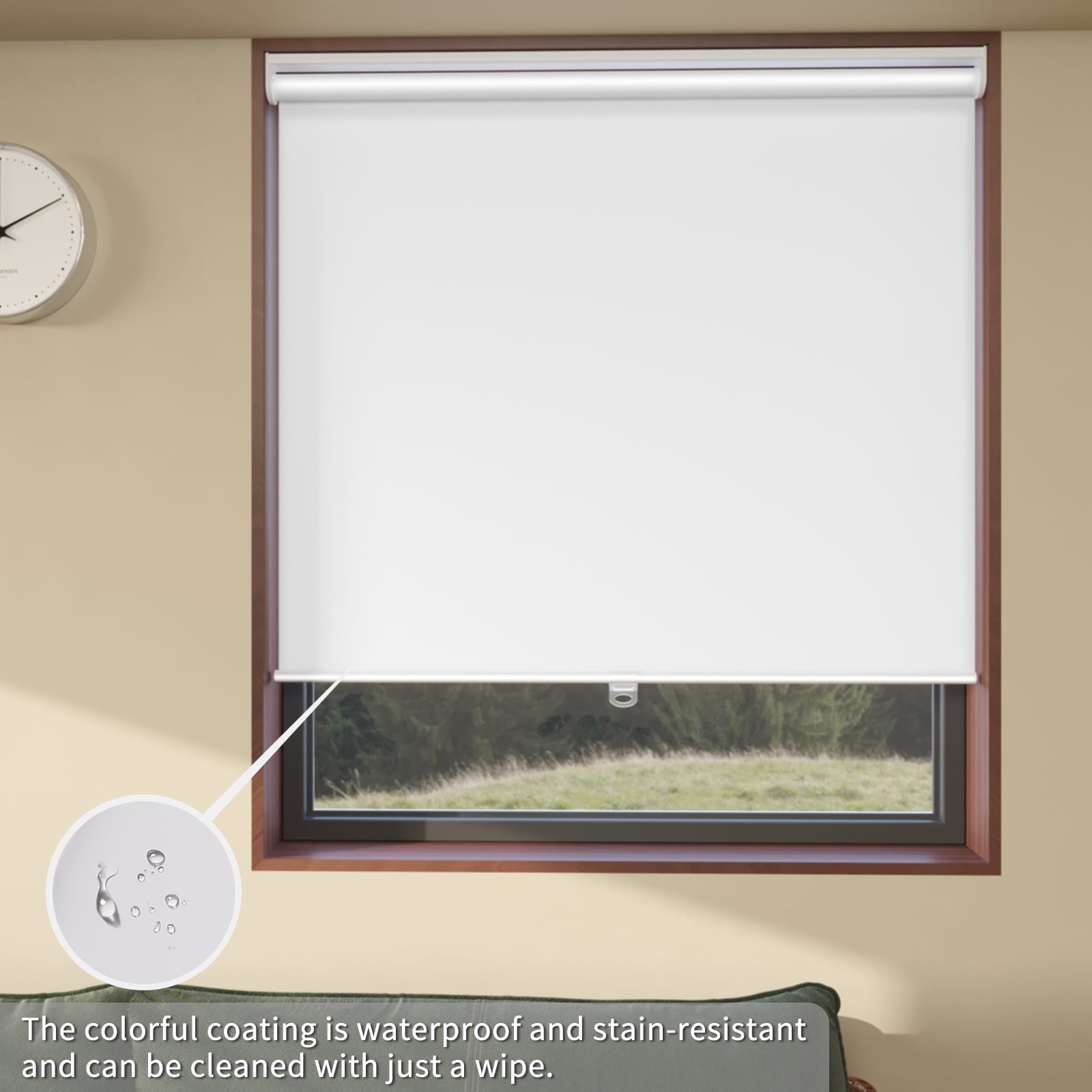 MYshade Cordless Blackout Roller Shades for Windows White-35"W*72"H Room Darkening Rolled up Blinds with Spring System Pull Down Shades Window Blinds for Home