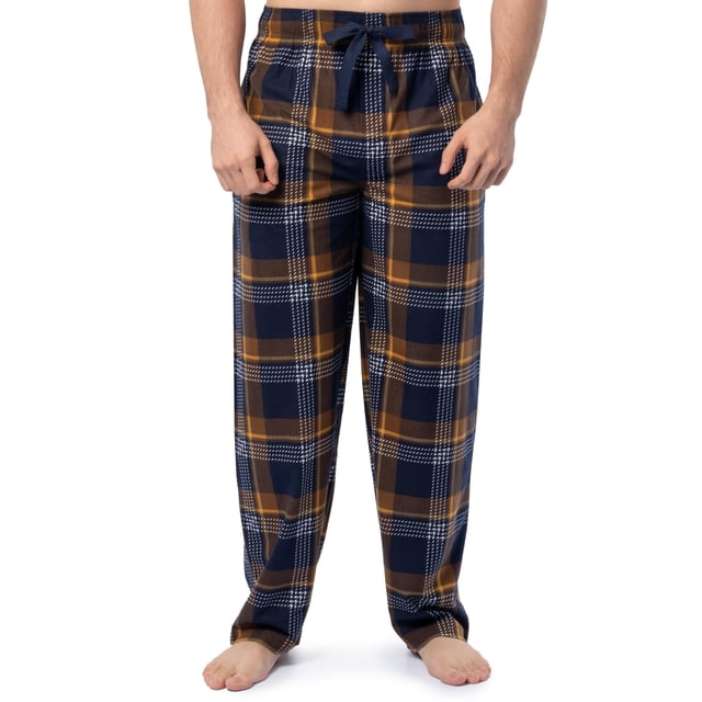 Pantalón de Pijama IZOD de Franela y Forro Polar para Hombre Azul Marino/Amarillo a Cuadros
