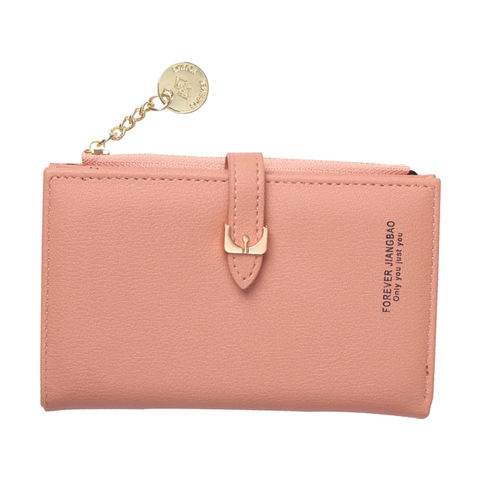 Women Wallet Luxury Faux Leather Large Snap Button Zipper Bi