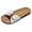 White, variant on Rokment Womens Beach Woven Flat Slippers Sandals Bohemian Summer Fashion Casual Bow Buckles Cork Footbed Orthopedic Dress Slip on for Vacation Comfortable Walking Black Size 6