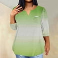 thumbnail image 2 of Mikilon Plus Size Tops for Women Summer V-Neck 3/4 Sleeve Blouse Casual Loose Gradient Color Shirts, 2 of 5