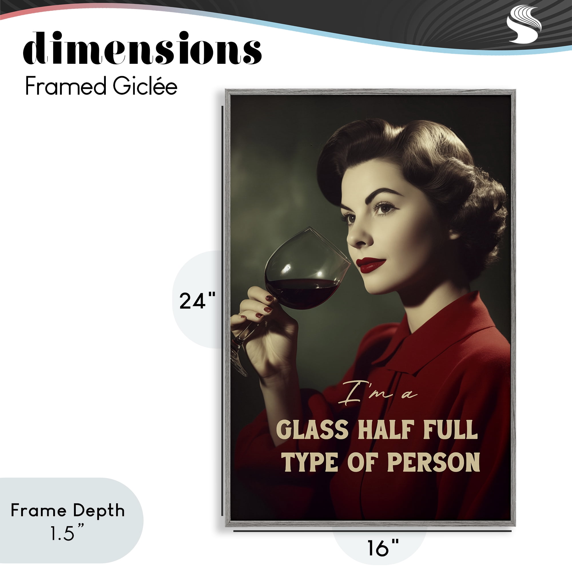 Stupell Industries Glass Half Full Person Gray Framed Giclee Art, design by Andreas Magnusson