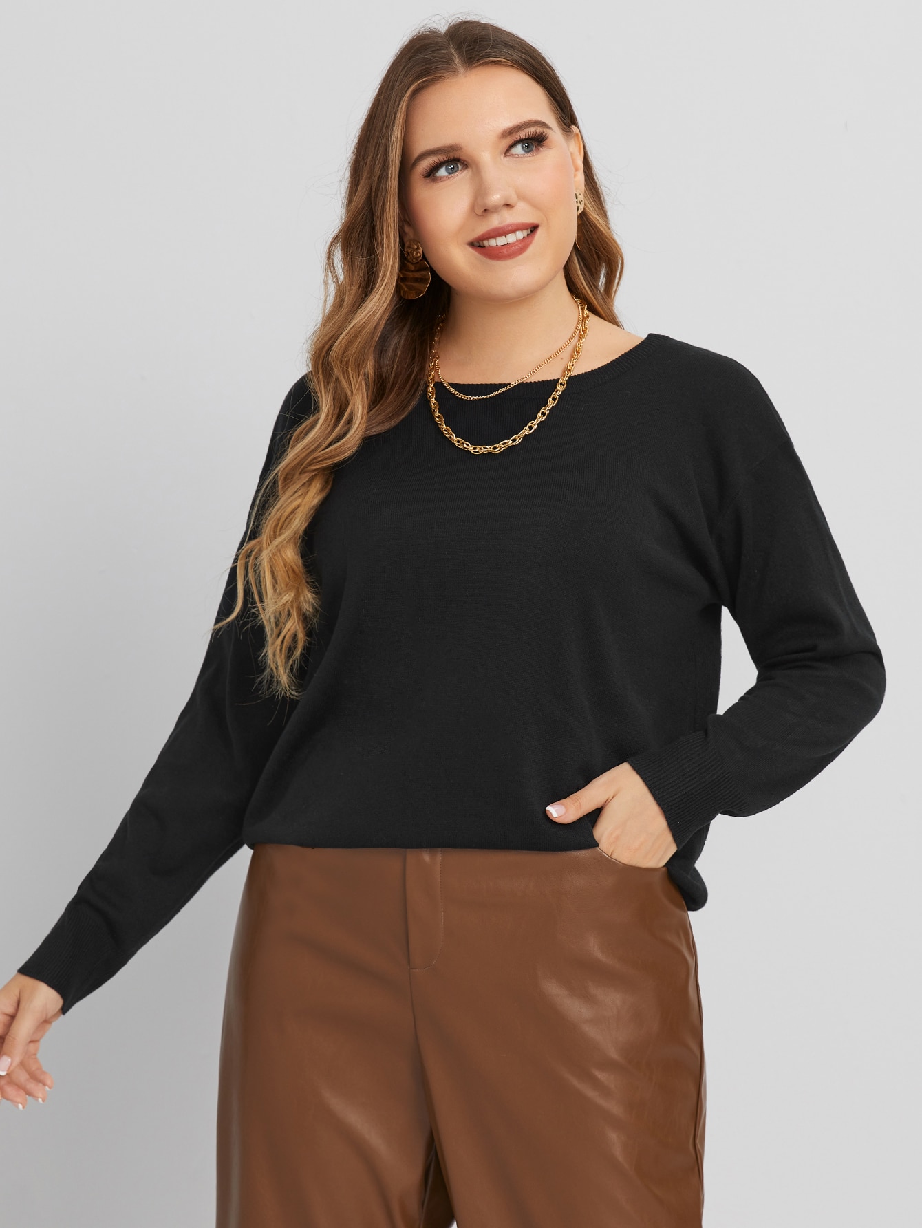 plus size lace up sweater