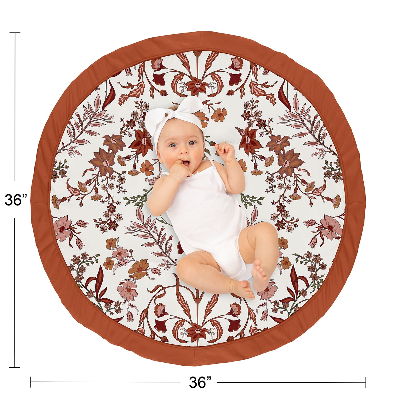 Sweet Jojo Designs Boho Floral Wildflower Orange and Ivory Baby Play Mat