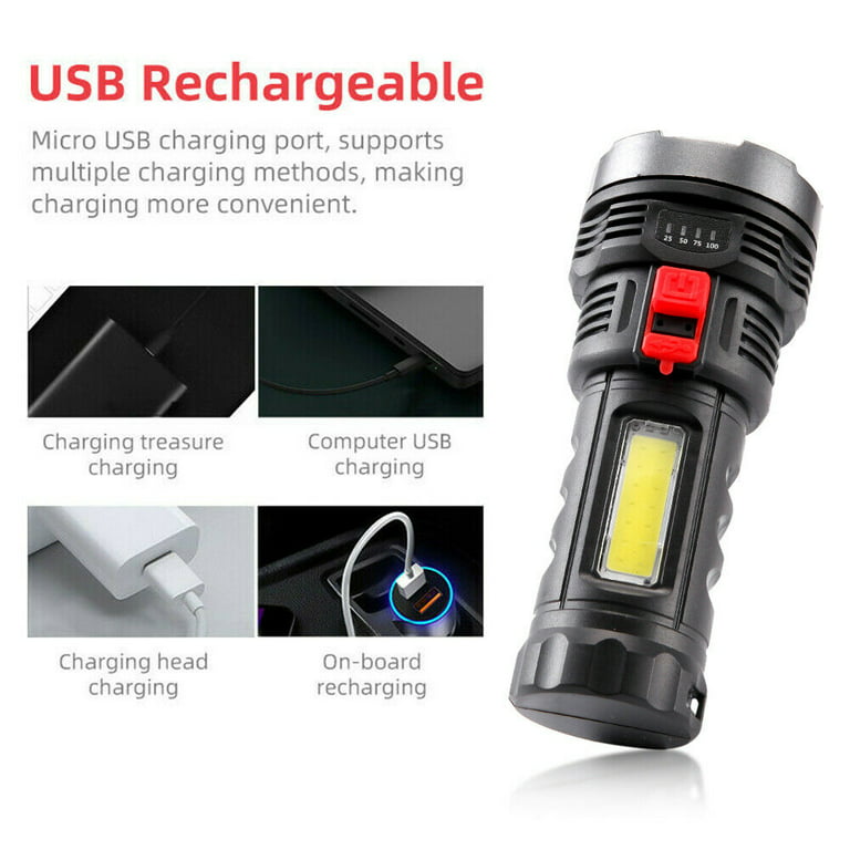 Portable USB&Battery Powered Powerful Led Flashlight Bright Small Pocket  Flashlights Compact Flash Lights For Night Outdoor Avtivities 