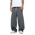 thumbnail image 2 of Baggy Sweatpants Men Trendy Casual Wide Leg Sweat Pants Lightweight Comfy Regular Fit Pure Color Pants with Pockets Gray 2XL, 2 of 6