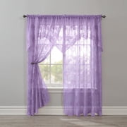 BrylaneHome Ella Floral Lace Panel With Attached Valance