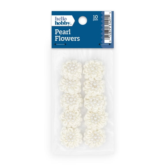 Hello Hobby Accessory Flowers with Pearl, White, 10 piece