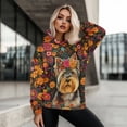 thumbnail image 5 of COEQINE Casual Wear Pullover Sweatshirts Soft Oversized Women's Hoodies Long Sleeves Y2K Crewneck Fashion Loose Fit Hooded Sweatshirt Outfits Yorkshire Terrier and Flowers Lightweight, S, 5 of 7