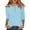 Blue, variant on HCYSFG Womens Solid Color T Shirts Crewneck 3/4 Sleeve Button Detail Relaxed Fit Trendy Everyday Casual Tees Fall Tops