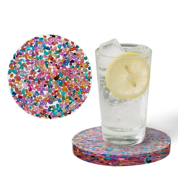 2 Pack Drink Coasters Transparent Coaster for Coffee Table, Desk Decoration for Home, Kitchen, Office, Bar, Dining Table