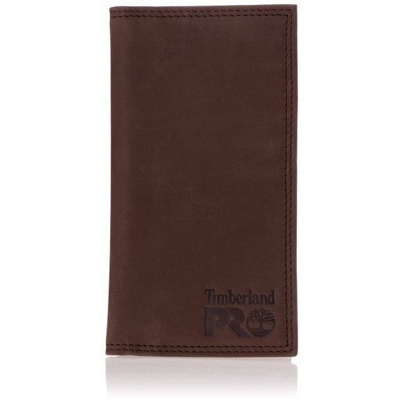 Cartera Timberland PRO RFID de piel con pliegue largo, color marrón oscuro
