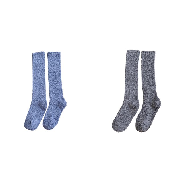 Winter Women Coral Fleece Socks Middle Tube Sleeping Home Solid Calf Socks