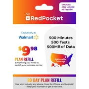 Red Pocket Mobile $9.98 e-PIN Top Up (Email Delivery)