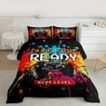 thumbnail image 2 of Manfei Boys Gaming Gamer Full Size Comforter Sets, Video Game Console Gamepad Bedding Comforter Set, Black Red Orange Bedding Sets, Microfiber Bedroom Decor, 3-Piece Reversible, 2 of 8