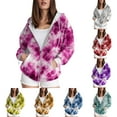 thumbnail image 5 of Towmus Women's Tie-Dye Zip-Up Hoodie Cute Drawstring Gradient Hoodies Long Sleeve, With Pocket XS-6XL, 5 of 7