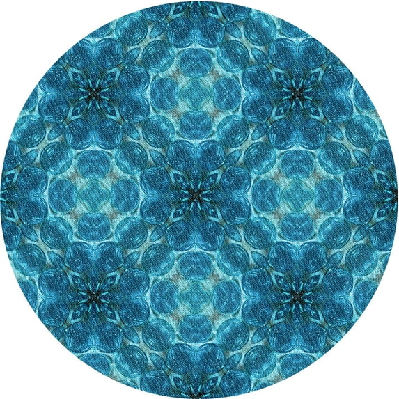 Ahgly Company Indoor Round Patterned Blue Eyes Blue Area Rugs, 3' Round