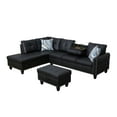 thumbnail image 5 of L Shaped Sectional Couch,4-Seat Faux Leather Sofa Sets, Modern Nailhead Lounge Sofa, Modern Living Room Furniture Sets Reversible Cup Holder,Black, 5 of 6