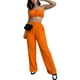 thumbnail image 1 of Traje de verano para mujer Estrela, busto fruncido, tirantes finos, Top de tubo, tiro alto, cintura elástica, pantalones largos, traje de verano de Color puro naranja m, 1 of 5