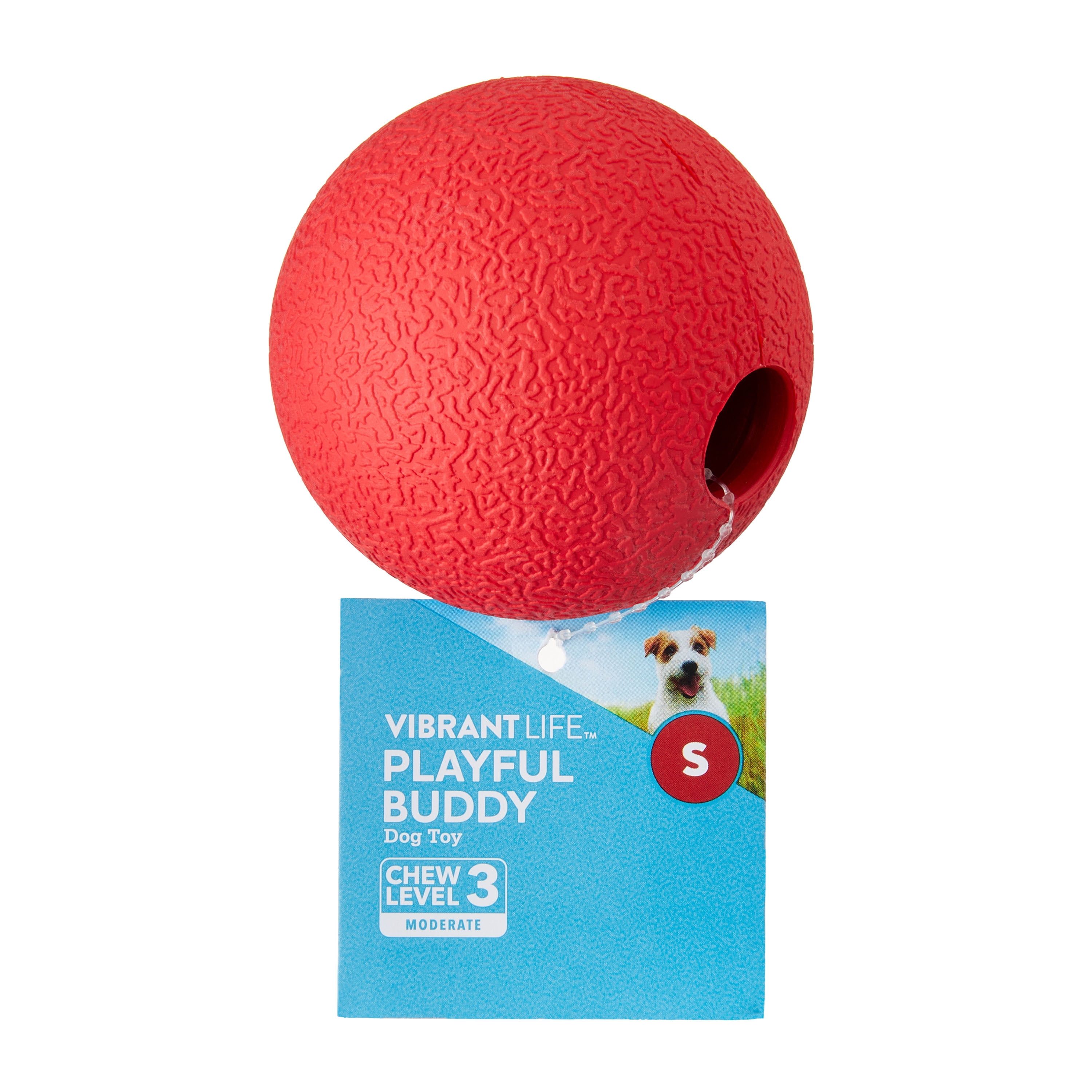 Vibrant Life Durable Rubber Dog Fetch Ball, Red, Small, Chew Level 3, 1 Count