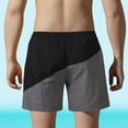 thumbnail image 7 of Yaoyar Men's Color Block Drawstring Pocketed Elastic Waist Ocean Surf Swim Trunks Ice Silk Quick Dry ‌Knee-Length TrousersGym Running Shorts,Dark Gray,2XL, 7 of 7