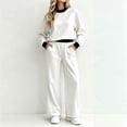 thumbnail image 2 of Qiggri Women's 2 Piece Set Color Block Crew Neck Sweatshirt Elastic Waist Wide Leg Pants Lightweight Co‑Ord Tracksuit with Side Pockets for Coffee Run Daily Errands XL, 2 of 5