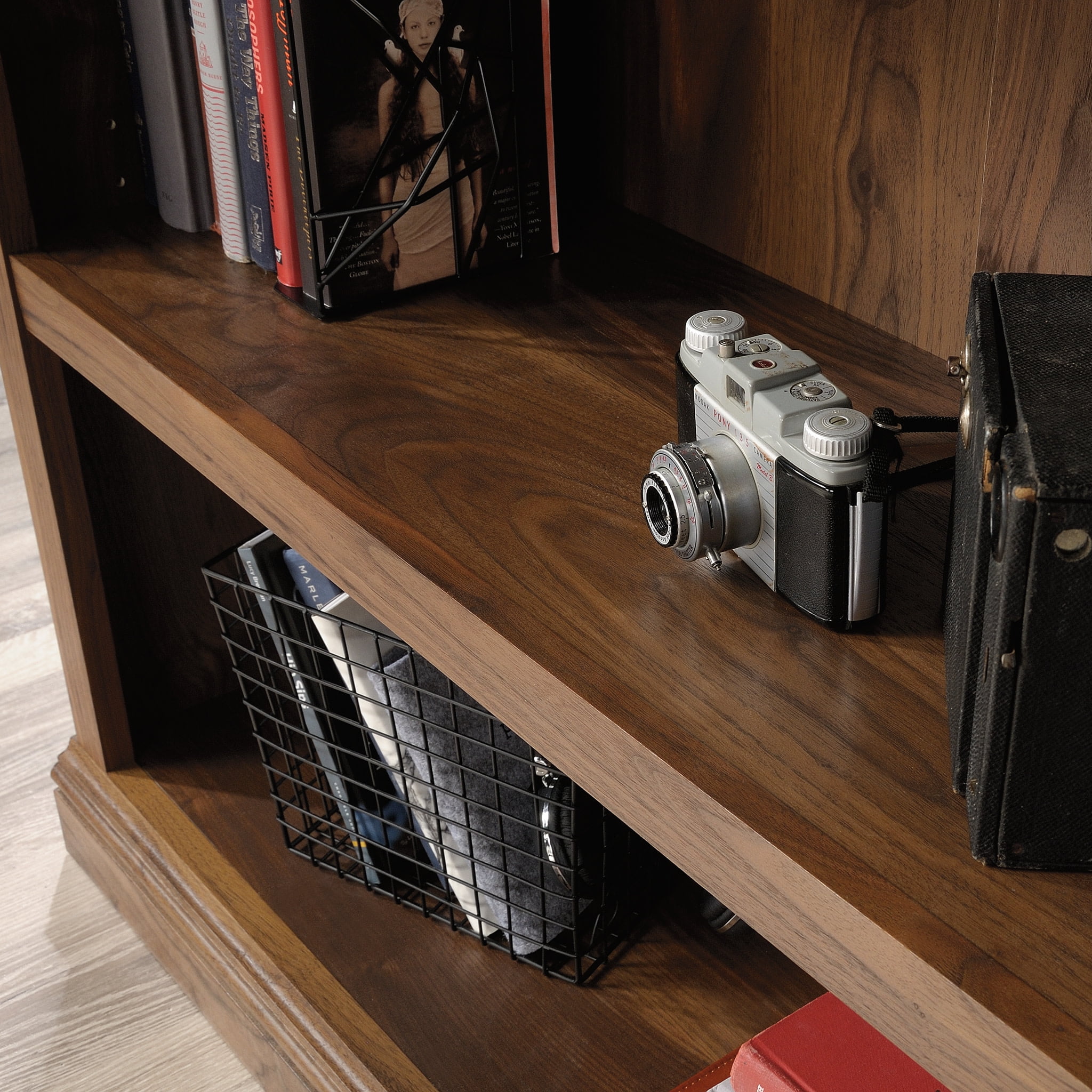 Sauder Engineered Wood 3-Shelf Bookcase in Grand Walnut Finish