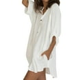 thumbnail image 4 of LilyLLL Womens Vacation Loose Tunic Blouse Buttons Down Pocket Shirt Tops, 4 of 5
