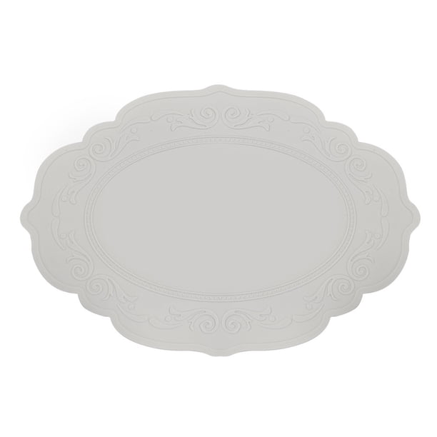 Posavasos de silicona ovalado, antideslizante, resistente al calor, con diseño antiarrugas, decorativo para cocina.