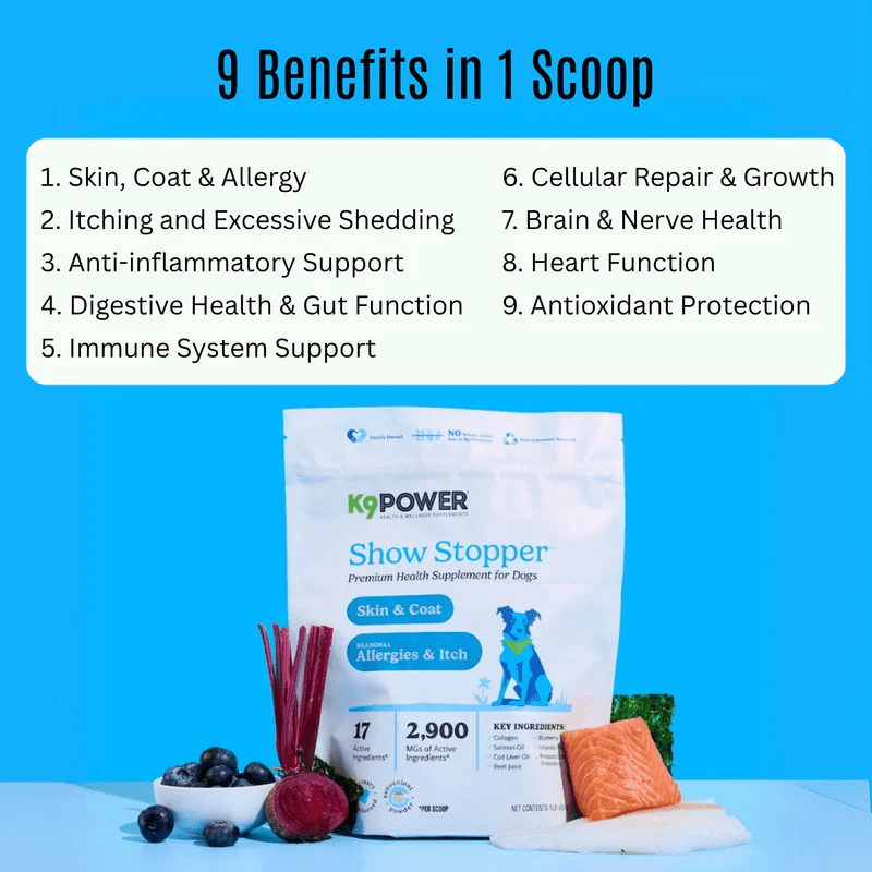 K9 Power - Show Stopper - Healthy Coat and Skin Supplement for Dogs - 1 Lbs.