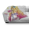 thumbnail image 3 of Anime Soft Flannel Fleece Throw Blanket, Manga Girl Blowing Bubbles from a Flower Japanese Cartoon Japan Art Print, Cozy Plush for Indoor and Outdoor Use, 60" x 80", Pink Yellow, by Ambesonne, 3 of 6