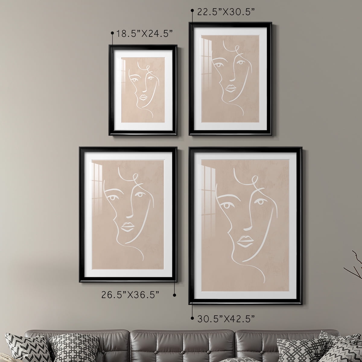 Wexford Home Curly Face I Premium Framed Print, 18.5" x 24.5" - Ready to Hang, Black (Set of 2)
