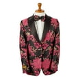 thumbnail image 2 of Mens 2 Button Hot Pink Fuschia & Black Floral Paisley Tuxedo Blazer By Alberto Nardoni Brand Designer, 2 of 3