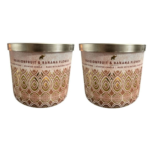 Bath and Body Works Candle -(2 Pack) Passionfruit & Banana Flower Scented 3-Wick Candle with Natural Essential Oils (14.5 Oz / 411 g)