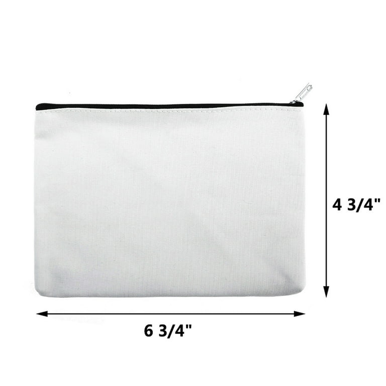 Canvas Zipper Pouch, White, 10-Inch 