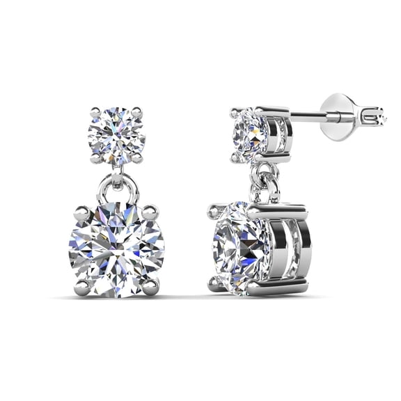 Cate & Chloe Jasmine 18k White Gold Plated Stud Earrings with Swarovski Crystals Gift for Women