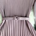 thumbnail image 4 of OSOLU Dresses Solid Color Design: Pleated Skirt Pressed Pleats Waist Thin Temperament Light Mature Style Women Spring Elegant Dress Long Style Classic Sundress Flowy Vacation Dress, 4 of 7