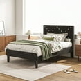thumbnail image 2 of LEGAHOME Twin Size Upholstered Platform Bed, New Upgraded Twin Bed Frame with Rivet Decoration Headboard, Modern Single Bed, No Box Spring Needed, Black, 2 of 8