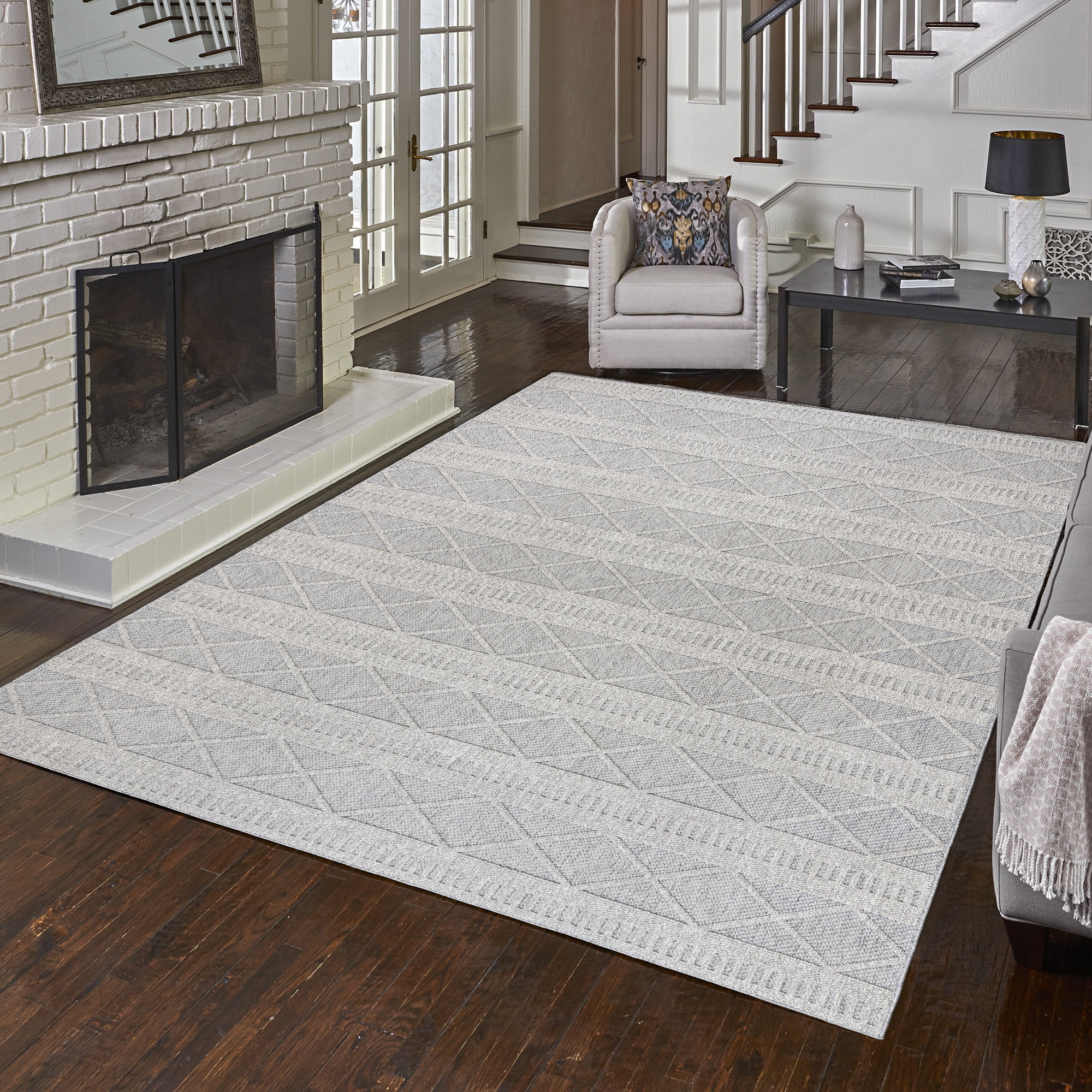 Gertmenian Malini Brindi Bohemian Ikat Gray Area Rug, 8x10