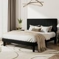 thumbnail image 1 of Amolife Queen Size Upholstered Platform Bed Frame with Adjustable Velvet Headboard, Black, 1 of 8