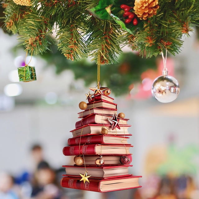 Colgante Navideño Otoño-Invierno Colgante Navideño Con Forma De Árbol De Libros Nuevo Colgante Plano Acrílico Artículos Para Fiestas Navideñas Decoración Para Fiestas En El Patio