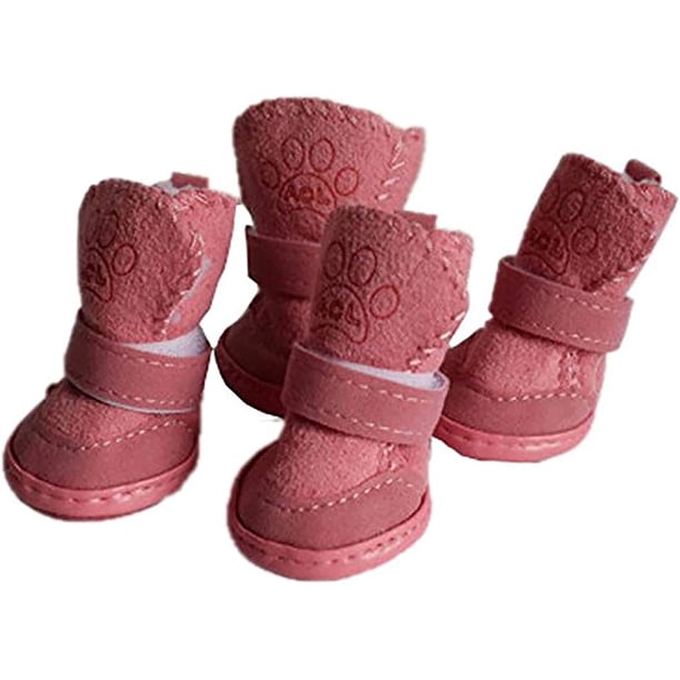 Botas de invierno antideslizantes cálidas y acogedoras para cachorros para perros pequeños, medianos, mascotas, gatos, zapatos de nieve gruesos de lana (rosa, 5 #)-rosa-5 # Sailing Electrónica